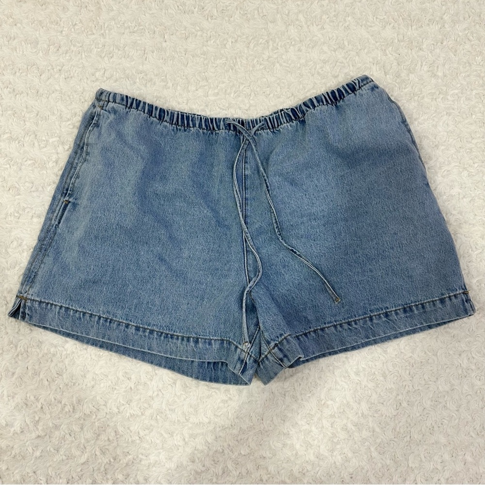 H&M Light Blue Women's Denim Drawstring Shorts - Picture 6 of 7